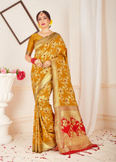 Mustard Banarasi Art Silk Woven Saree